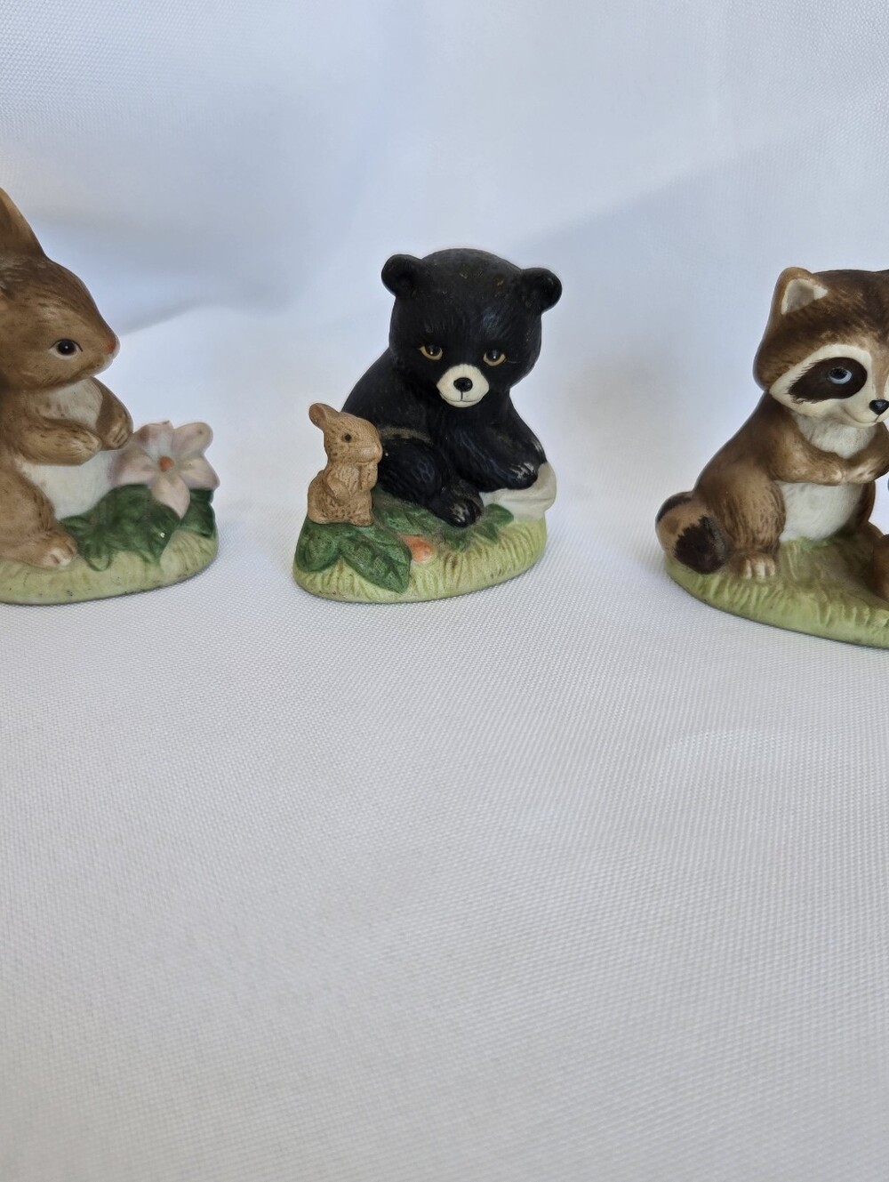 Vintage Homco 1418 Forest Friends Bisque Figurines Set of 3